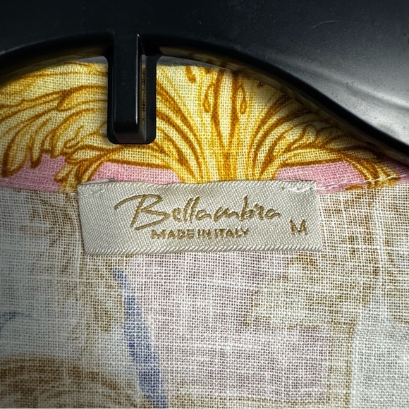Bellambra colorful printed artsy linen blend button down ladies top Italy preppy - Picture 3 of 5